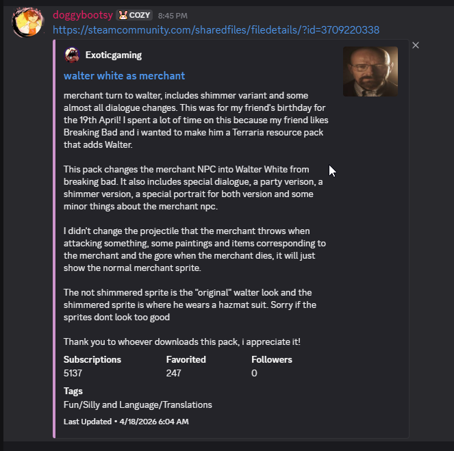 Steam Workshop Embed